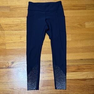 Lululemon Tight Stuff Tight Reflective Navy Blue Size 4 RARE